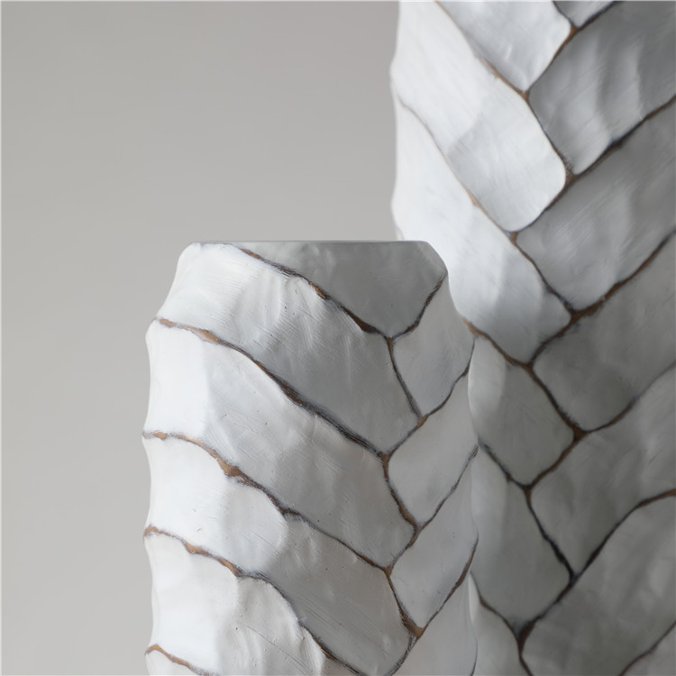 Original Hotel Ornament Embossed Concise White Modern Design Big Floor Vase