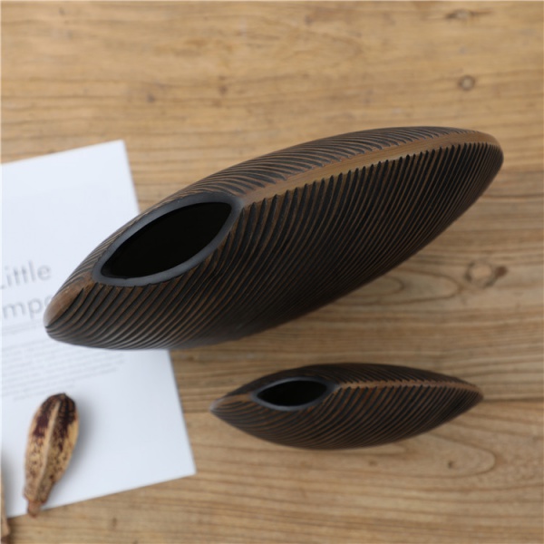 Manufacturer Modern Decoration flat Round Resin Flower Vase For Table