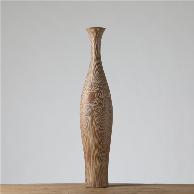Tabletop Home Decoration Vintage Unique Hand Made Wholesale Wooden Tall Floor Vase