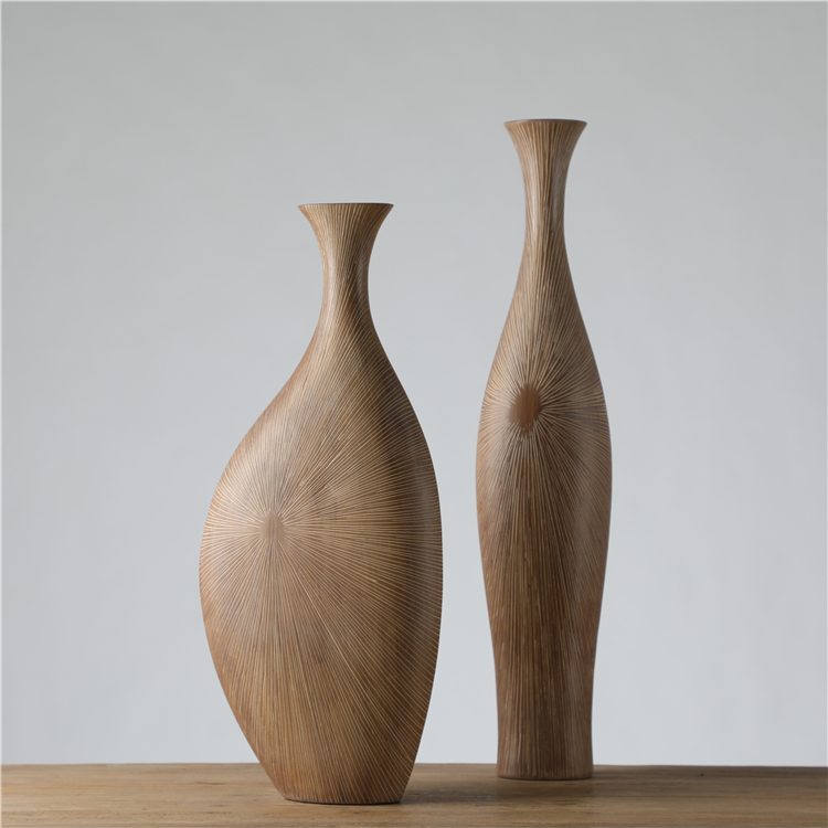 Tabletop Home Decoration Vintage Unique Hand Made Wholesale Wooden Tall Floor Vase