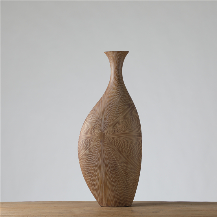 Tabletop Home Decoration Vintage Unique Hand Made Wholesale Wooden Tall Floor Vase