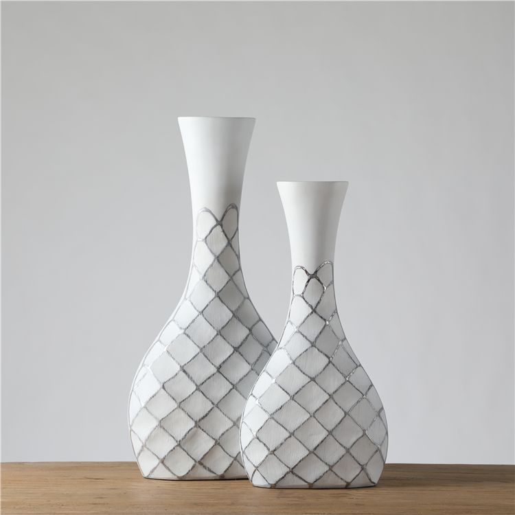 Hot Selling modern Exquisite white Resin rose vase for home decor