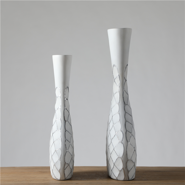 Hot Selling modern Exquisite white Resin rose vase for home decor