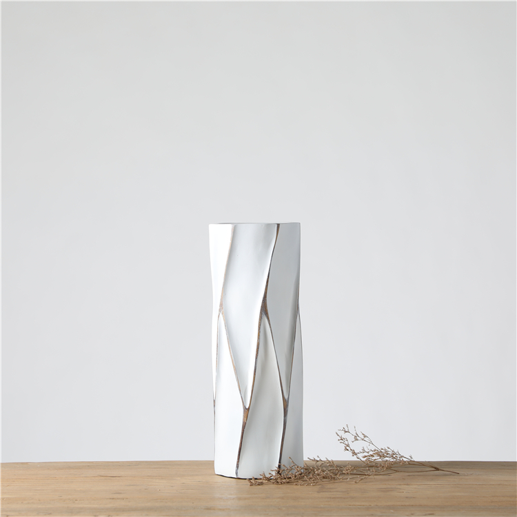 Morden Decoration Traditional Flower Vase White Polyresin Crafts Home Interior Decor Vase