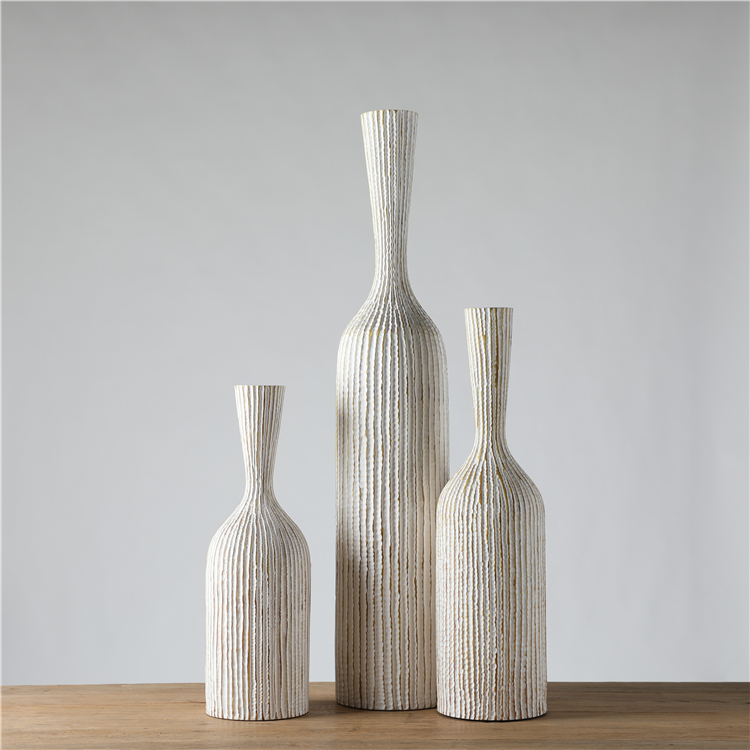 Wholesale Embossed Long Neck Home Decoration Resin Floor Vase