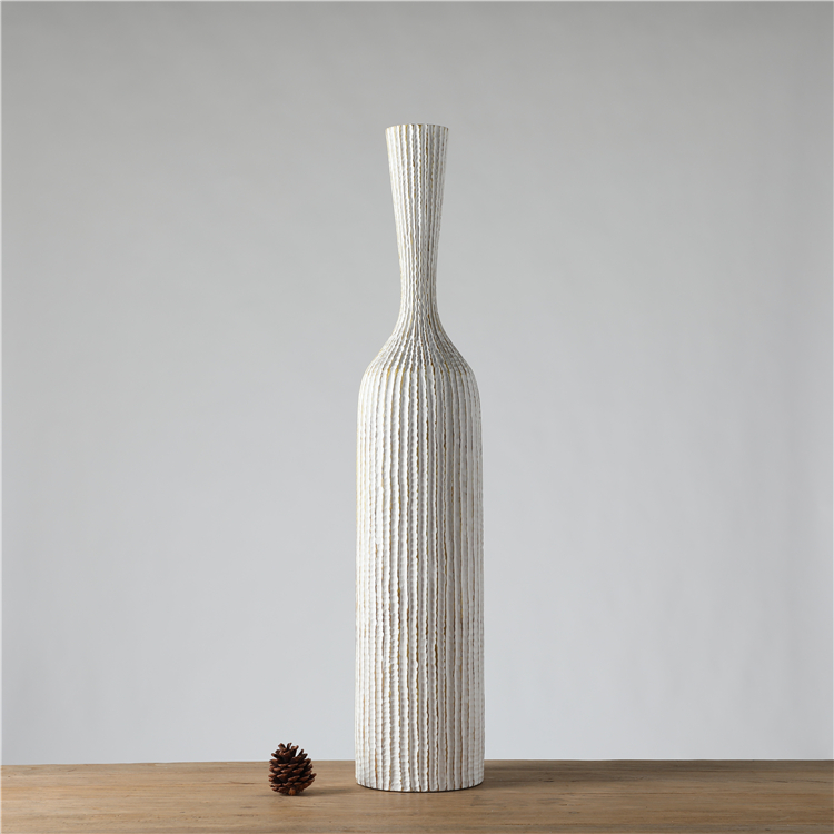 Wholesale Embossed Long Neck Home Decoration Resin Floor Vase