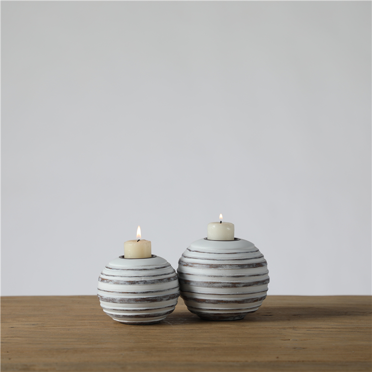 Graceful Striped Plain Church Ornament Resin Votive Candle Holders Set