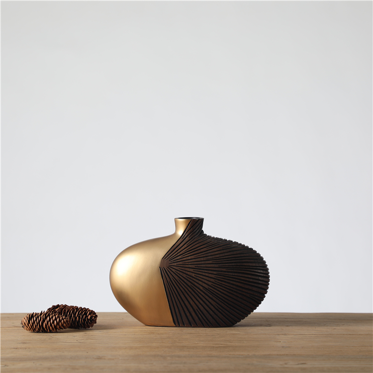 European luxury gold art resin flower vases home centerpiece decoration ornaments vase for home decoration