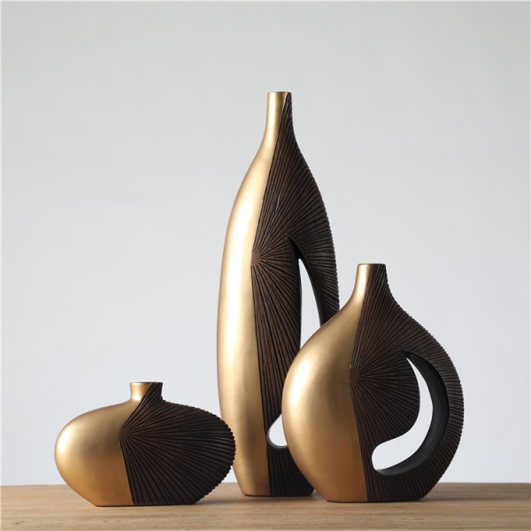 European luxury gold art resin flower vases home centerpiece decoration ornaments vase for home decoration