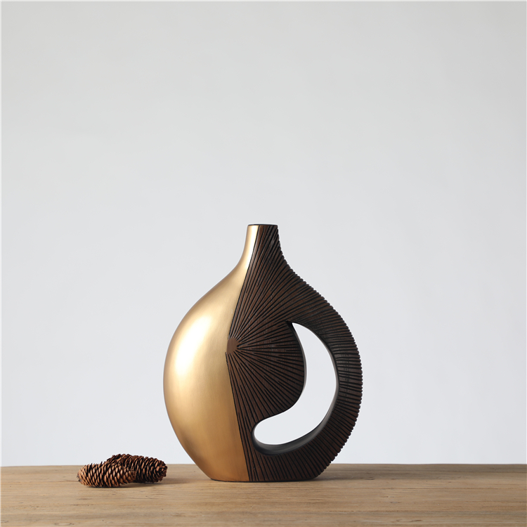 European luxury gold art resin flower vases home centerpiece decoration ornaments vase for home decoration