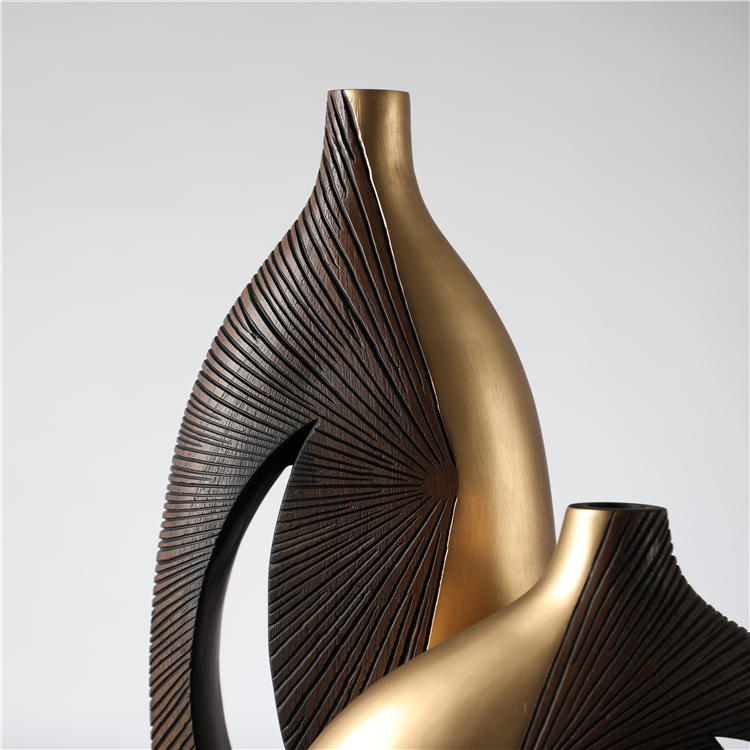 European luxury gold art resin flower vases home centerpiece decoration ornaments vase for home decoration
