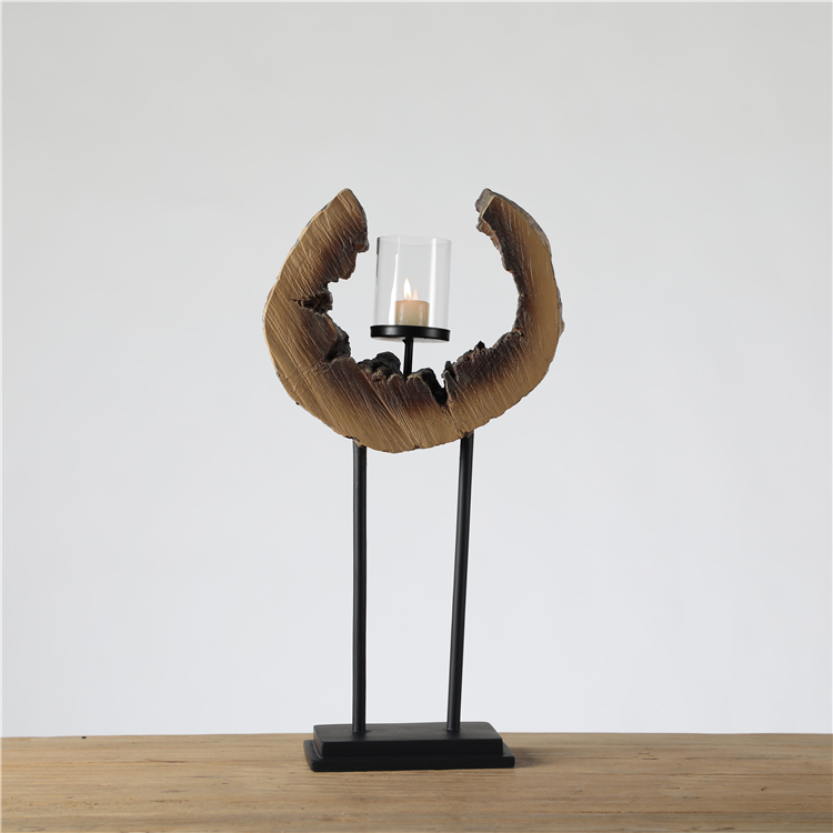 Candle Holder for Home Decor Antique Design Polyresin Wood Crafts and Arts Candle Holder