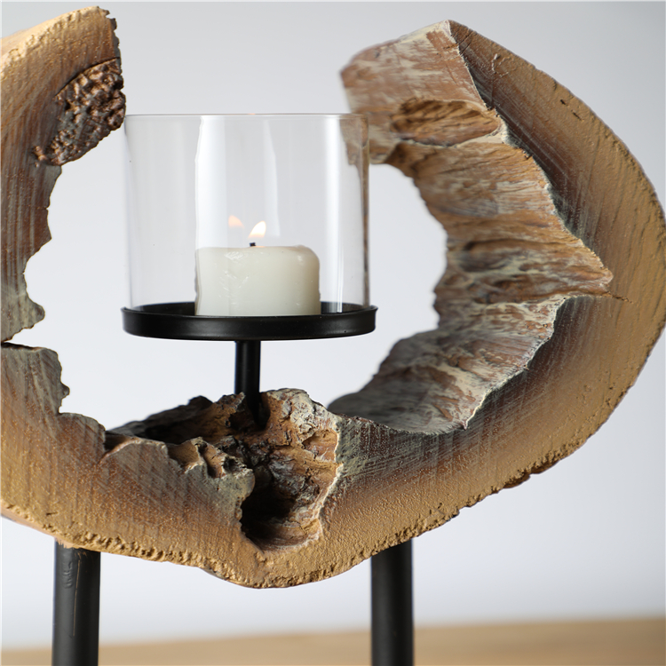 Candle Holder for Home Decor Antique Design Polyresin Wood Crafts and Arts Candle Holder