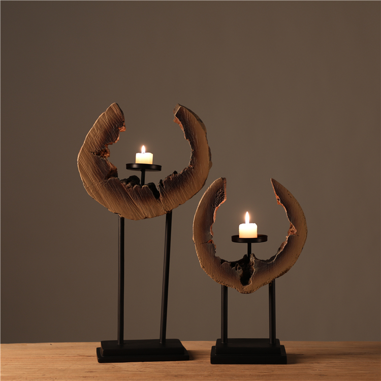 Candle Holder for Home Decor Antique Design Polyresin Wood Crafts and Arts Candle Holder