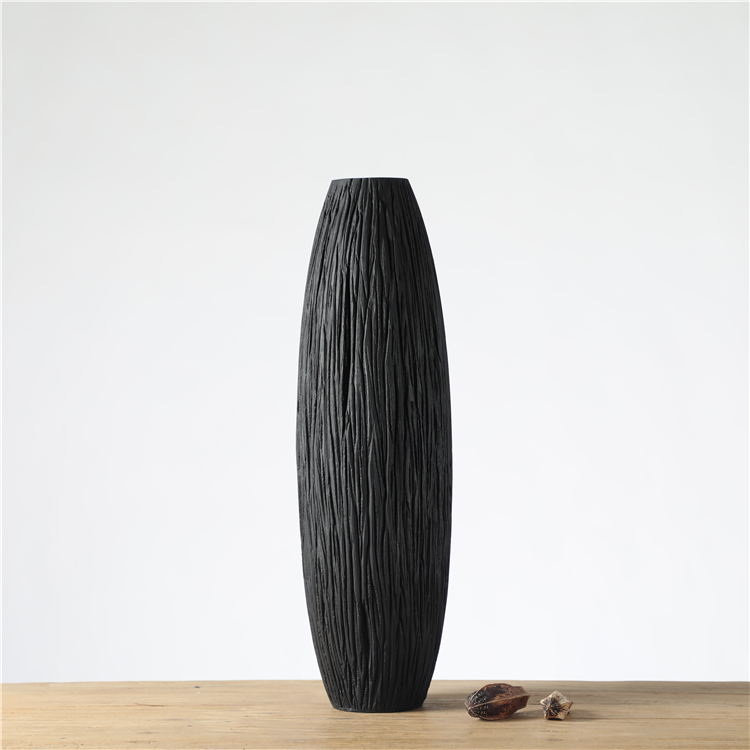Chinese Suppliers Antique Polyresin Decoration Nordic Vase Black Home Tall Vase