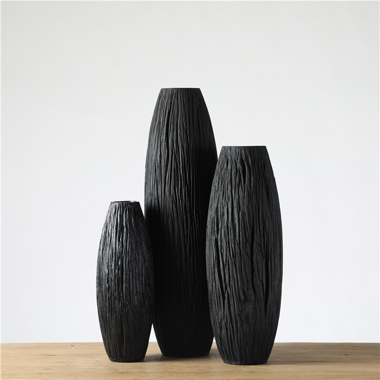Chinese Suppliers Antique Polyresin Decoration Nordic Vase Black Home Tall Vase