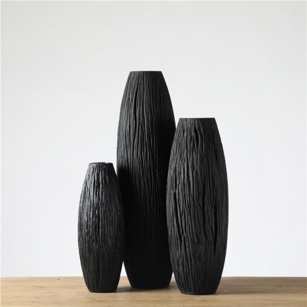 Chinese Suppliers Antique Polyresin Decoration Nordic Vase Black Home Tall Vase
