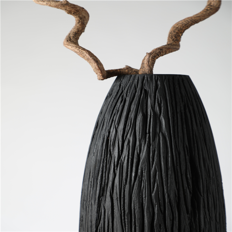 Chinese Suppliers Antique Polyresin Decoration Nordic Vase Black Home Tall Vase