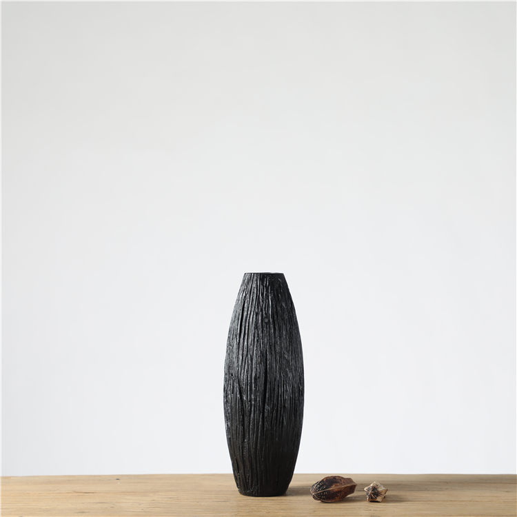Chinese Suppliers Antique Polyresin Decoration Nordic Vase Black Home Tall Vase