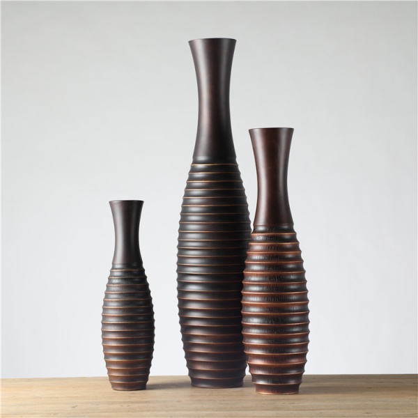 High End Elegant Polyresin Art Floreros Crafts Home Decorative Modern Black Vase