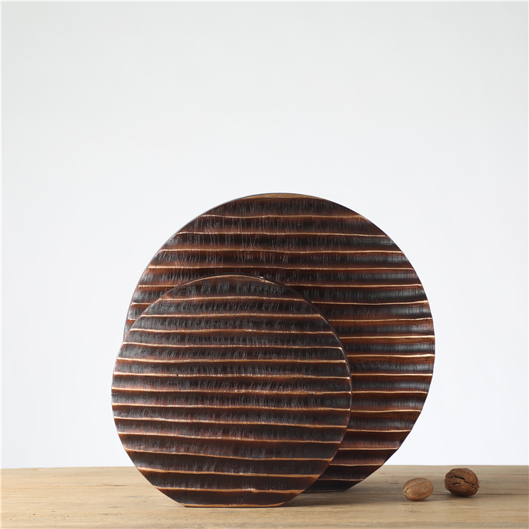 AMERICAN STYLE Striped Flat Round Flower Vase For Artificial Flower