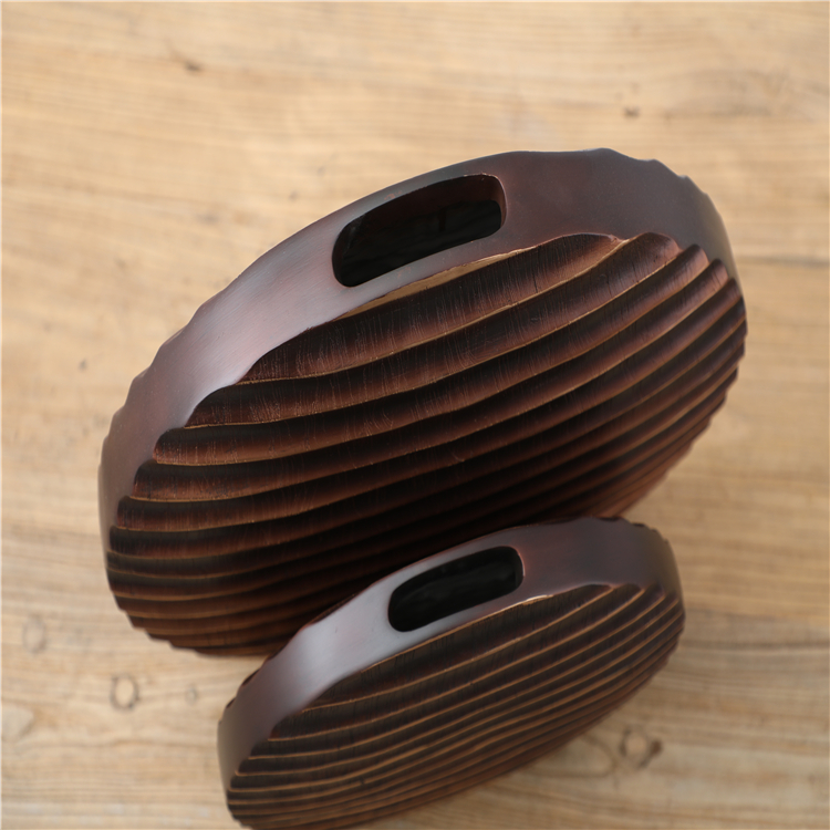 AMERICAN STYLE Striped Flat Round Flower Vase For Artificial Flower