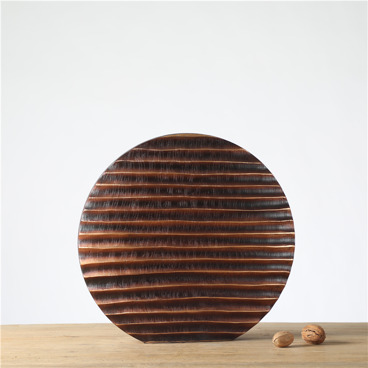 AMERICAN STYLE Striped Flat Round Flower Vase For Artificial Flower