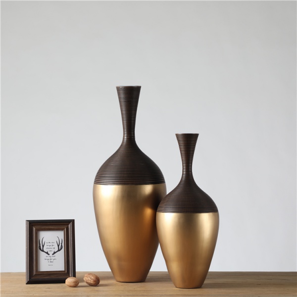 Europe Home Decorations Polyresin Desktop Decor Gold Vase Handmade Design Floor Tall Vase Decor