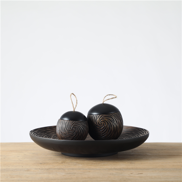 Wholesale home decoration handmade craft resin candy jar set with tray