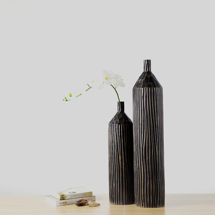 Gorgeous Designs Chinese Large Black Embossed Floor Vases Antique Vases