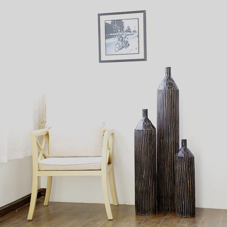 Gorgeous Designs Chinese Large Black Embossed Floor Vases Antique Vases