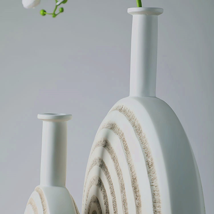 Hot Selling Rings texture Embossed Resin Floor Vase For Home Decor