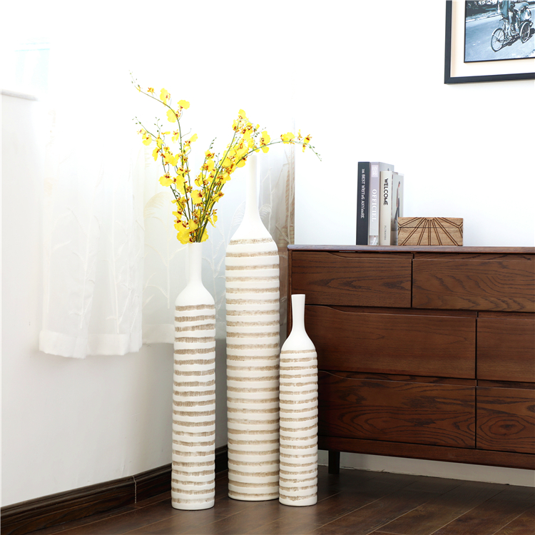 decorative white lacquer resin Flower Tall Vase for hotels