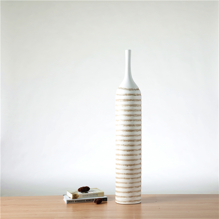 decorative white lacquer resin Flower Tall Vase for hotels