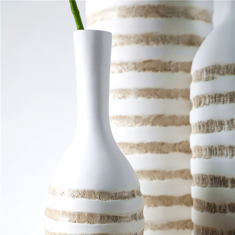 decorative white lacquer resin Flower Tall Vase for hotels