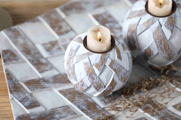 Embossed Retro Decorating Votive Small Tea Light Candle Holder With Tray