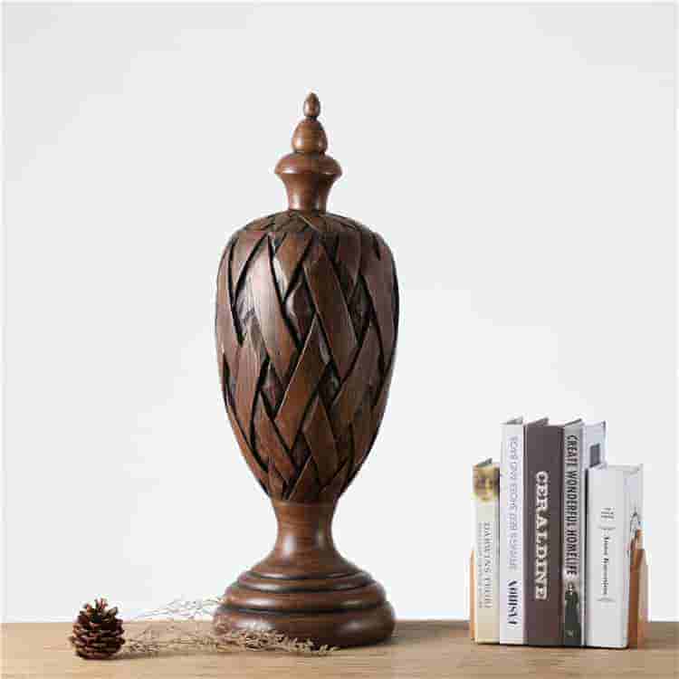 Wooden Tall Vase Embossed Carved Souvenir Resin Vase Home Decoration Flower Vase