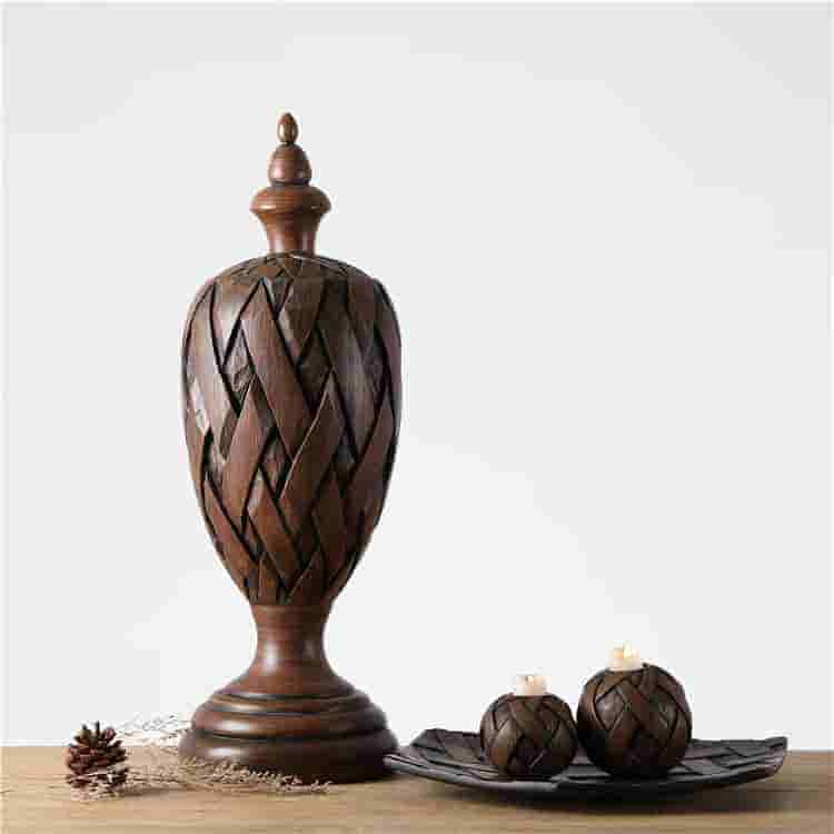 Wooden Tall Vase Embossed Carved Souvenir Resin Vase Home Decoration Flower Vase