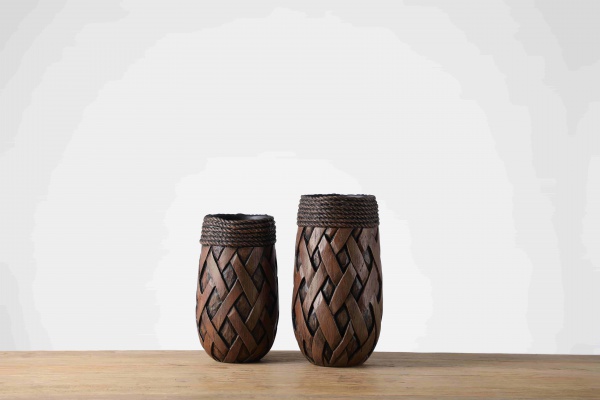 Rustic Styl Resin Craft Home Decorative Carved Resin Flower Vase