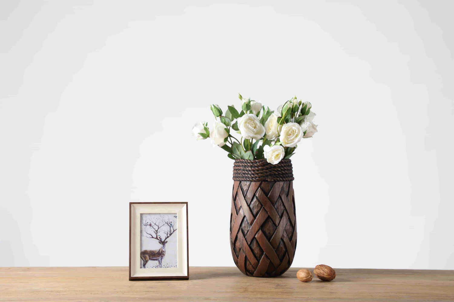 Rustic Styl Resin Craft Home Decorative Carved Resin Flower Vase