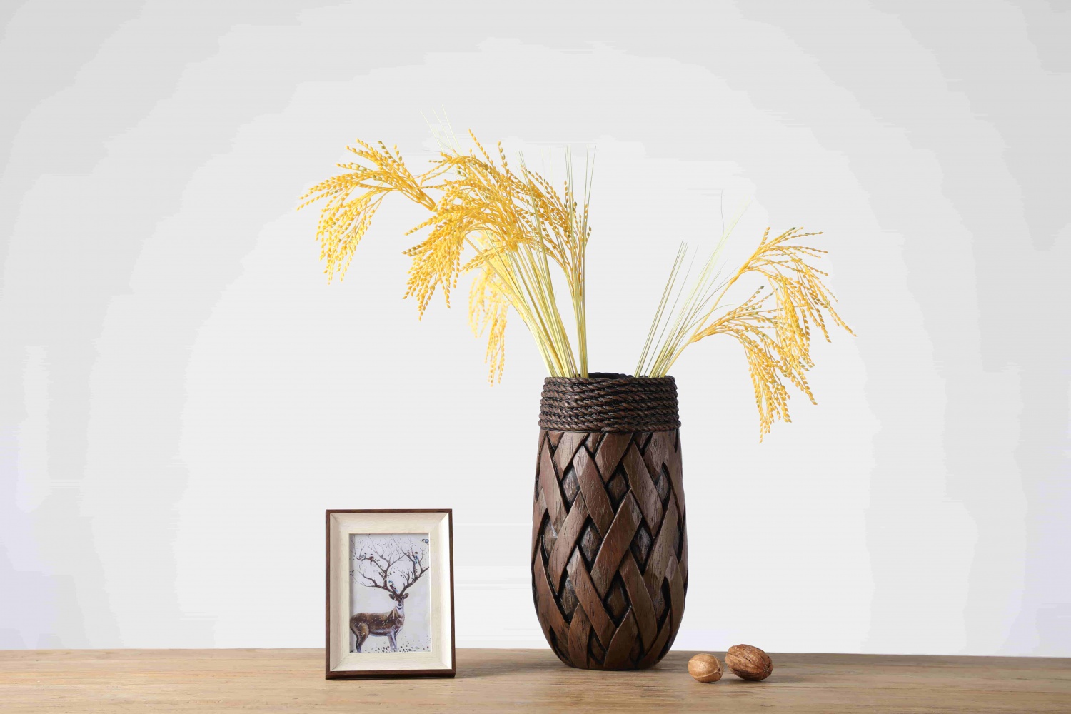 Rustic Styl Resin Craft Home Decorative Carved Resin Flower Vase
