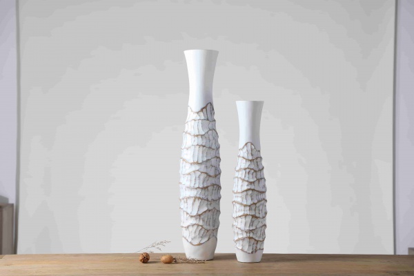 European Art Table Decor White Vase Embossed Resin Home Decoration Vase For Table