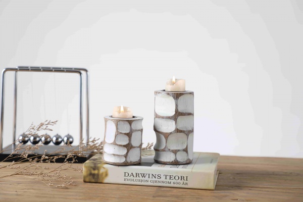 Set Of 2 pieces Modern Decorative Candle Holders With Leaf Shaped Tray