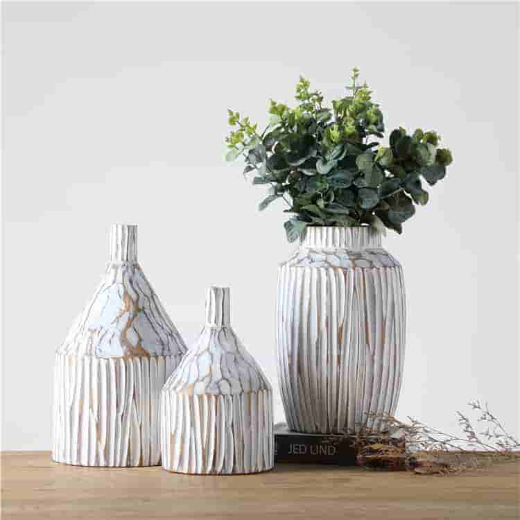 Nordic style retro design home decoration artwork white resin flower vase nordic vase for home decor