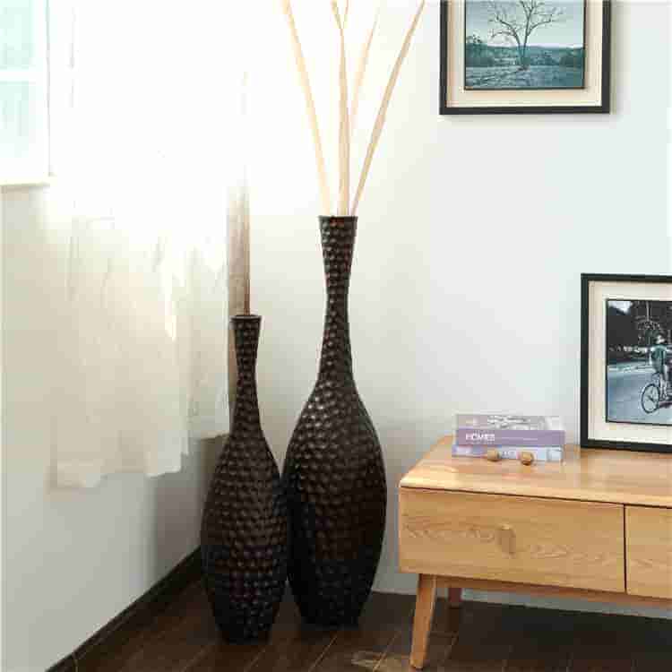 Modern Large Decorative Standing Tall Floor Vases Handmade Black Living Room Decoration Home Modern Floor Vase