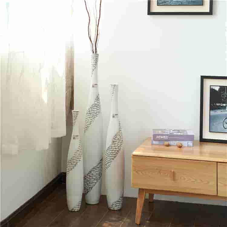 Wholesale Decorative Modern Resin Flooring Tall Large White Flower Vase
