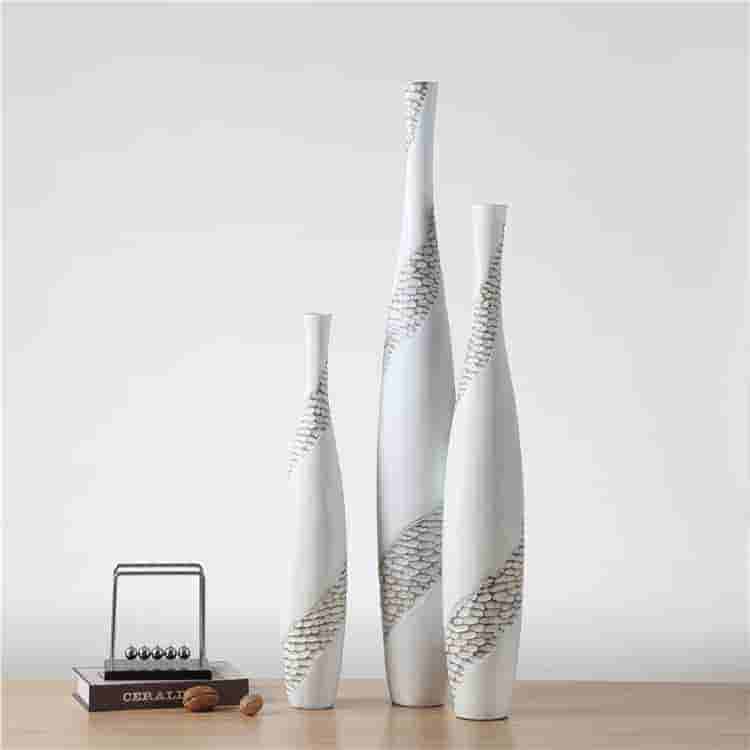 Wholesale Decorative Modern Resin Flooring Tall Large White Flower Vase