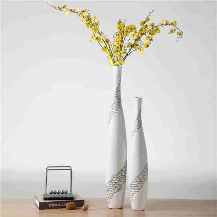 Wholesale Decorative Modern Resin Flooring Tall Large White Flower Vase