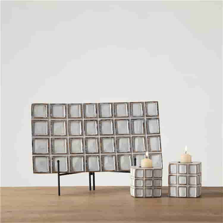 Retro Nordic style table resin crafts decoration resin storage tray with candle holder