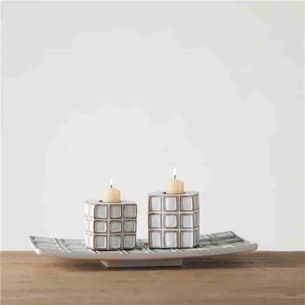 Retro Nordic style table resin crafts decoration resin storage tray with candle holder